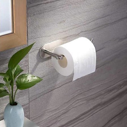 Børstet Nikkel Toalettpapirholder Toalettpapirrullholder Selvklebende+Superlim SUS 304 Rustfritt Stål Ingen Boring for Baderom Soverom Kjøkken