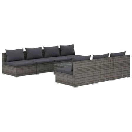 Vidaxl Loungegrupp För Trädgården Med Dynor 8 Delar Konstrotting Grå