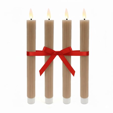 LED vokslys, sæt med 4, flimrende flamme