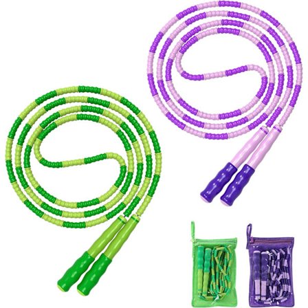 Hoppetov, justerbar længde, tangle-fri segmenteret blød perlekæde springtov, fitness hoppetov til børn, mænd og kvinder vægttab 9,2 fod