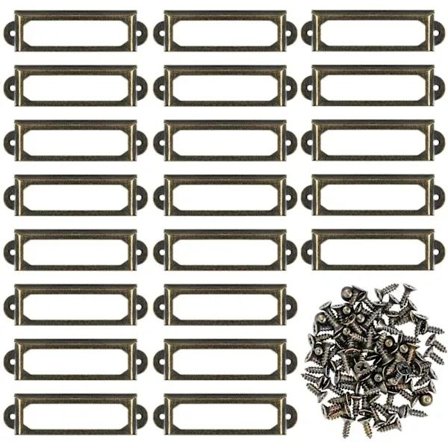 50 st metall-etiketthållare för möbellådor, skåpkort