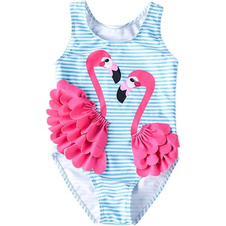 En-delt flamingo badedragt til små piger L=100