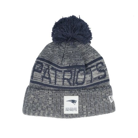 New Era - NFL Blau pom Mütze - New England Patriots NFL 25 Sideline Cold Weather Sport Knit Navy/Grey Pom @ Hatstore