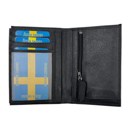 Høj pung i ægte læder, sort