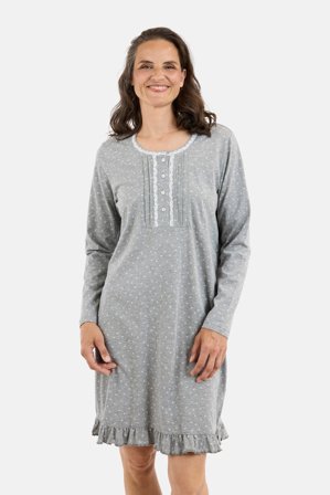 BRANDTEX - Natkjole - Grå - Blomstret