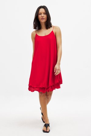 NA-KD Mini Flounce Dress - Minikjoler - Rød - S