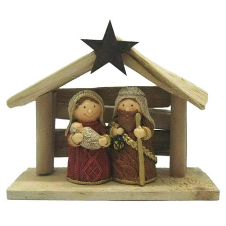 Kristi födelse Staty Scen Jesusbarn Krubba med Hus Ornament för Kristen Katolsk Kyrkdekoration