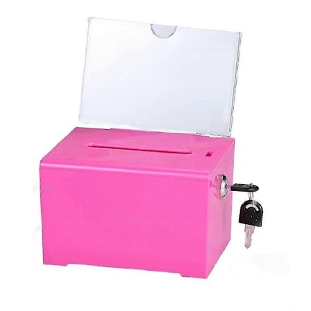 Donasjonsboks med lås - Akryl forslagsboks med spor, stemmeboks med lås og skiltholder for Raf