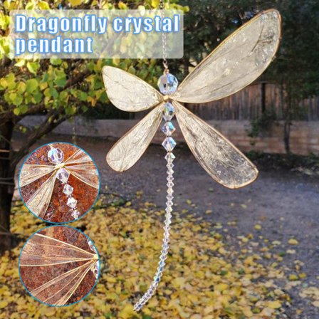[NT] Dragonfly Krystall Solfanger med Perler Vindushenger Bryllup Biler Vindusdekor 1