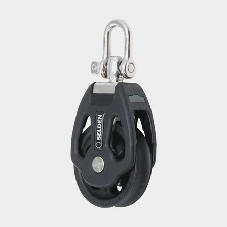 Enkelblok met D-sluiting Seldén PBB 70, roterend, glijlager, geschikt voor lijnen Ø10 - 14 mm