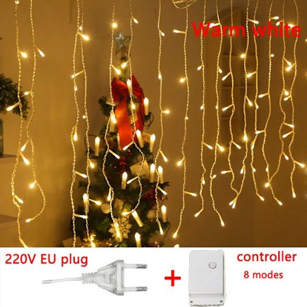 4-20M Gardin Islykter LED Lysstreng Bryllupsfest Lampe Feriebelysning Juledekorasjon for Hjem Takfot Gatedekorasjon 20X0.6M 500Leds