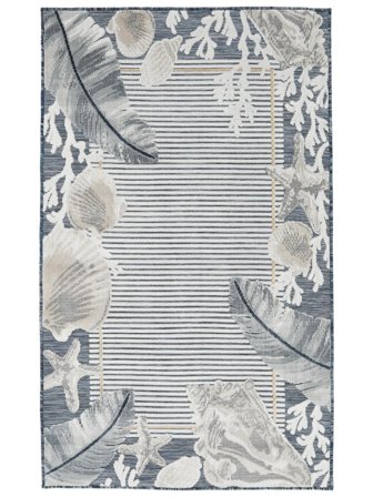 Innen-/Outdoor-Teppich Waschbar Klein Beachlife - Blau/Beige 100X160