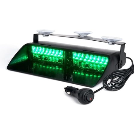 Grøn 16 Højintensitets LED-lovgivning Nødsituation Fare Advarsel Stroboskoplys til Indvendig Tag/Instrumentbræt/Forrude med Sugeskopper