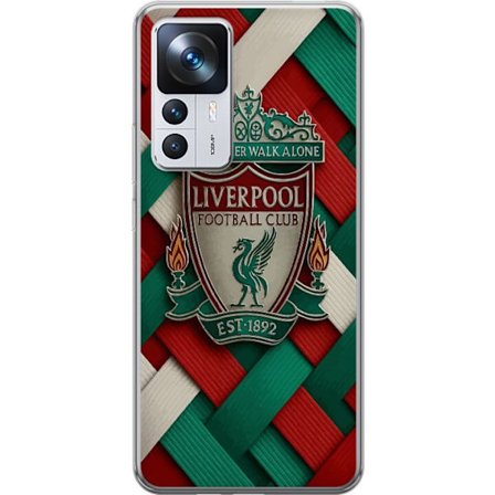 Yhteensopiva Puhelinkuori Xiaomi Xiaomi 12T Liverpool Football Clubin tunnus, jossa You'll Never Walk Alone voimakkaassa graafisessa suunnittelussa in
