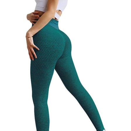 Kvinnors högmidjade yogabyxor med magkontroll och texturerad slankning