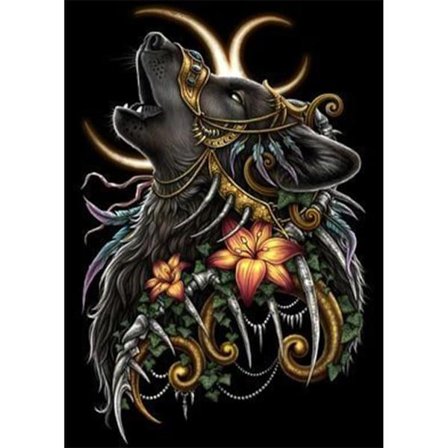 Ulv Diamantmalingssett for voksne nybegynnere - 5D DIY Full Drill Diamond Dotz Kits Maleri Håndverk for veggdekor, Diamantkunstsett, 12 " x 16 "