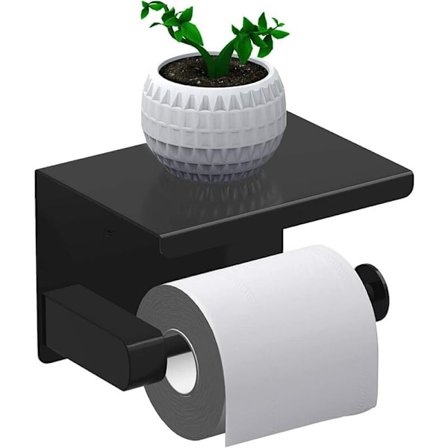 Toalettpappershållare, Rullpappershållare Utan Borrning Toalettpappershållare, Pappersdispenser Med Hylla, SUS 304 Rostfritt