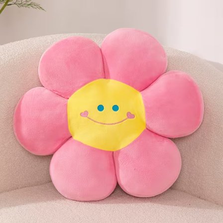 Sød regnbue smiley ansigt plys pude, blomstermønstret dekorativ pude