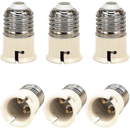 6 stk. E27 Adapter E27 Til B22 Lampefod Adapter Konverter, E27 Til B22 Lampefod, hvid