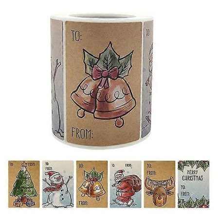 250 stk/rull Juleklistremerker Søte Julenissen Klare Snømannmønstre Klebrig Kraftpapir Fra Navnelapper Klistremerker For Forseglinger Kort