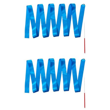 2 meter färgglatt gymband med snurrande pinne, bandstav för konstnärlig dans, dansband, gymnastikband för barn, rosenrött