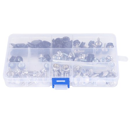 40 sett trykknappsett Tapping Iron Screw Telt Marine Canvas Cover Tool 10mm/15mm Svart/Hvit