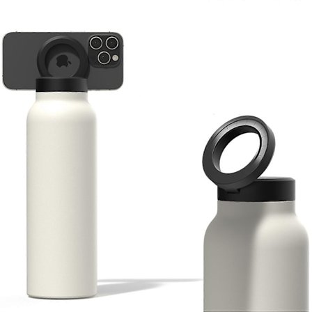 710 ml isoleret vandflaske med magnetisk telefonholderring - varm 12 timer, kold 24 timer, 360° rotation, sports termokande gave til mænd og kvinder (