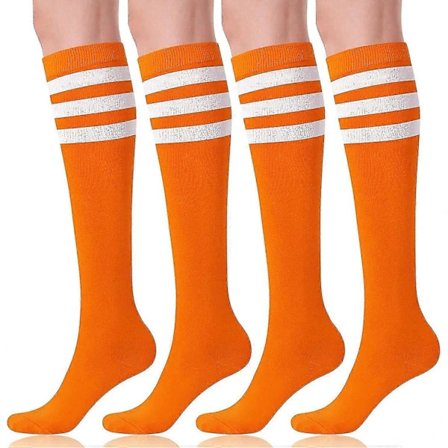 4-pak Damestrømper Knæhøje Casual Tubestrømper Orange hvid
