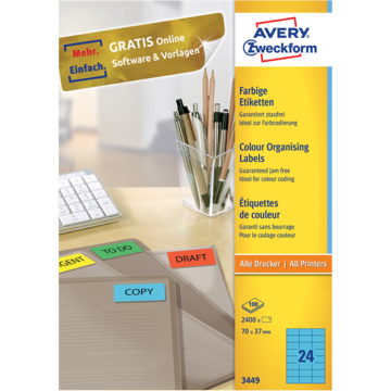 Etikett Permanent Blå 70x37mm