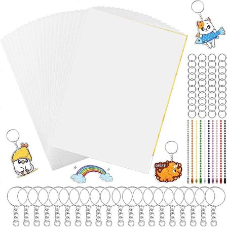 150 stk. Krympeplastarksett, Krympepapir-nøkkelringsett