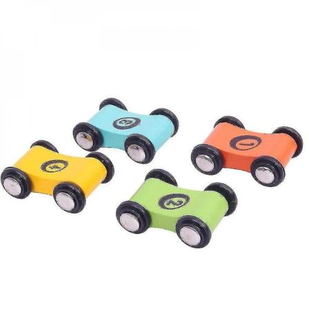 4 Mini Trettbiler i Tre for Rampeleker Gutter Jenter Småbarn Racersett Db
