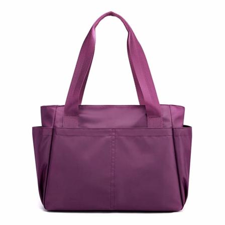 Nylon Tote Taske til Kvinder, Multi-Pocket Casual Skuldertaske Vandtæt Shopping Håndtasker indeholder 2 forlommer, 1 baglomme med lynlås, 2 sidelommer