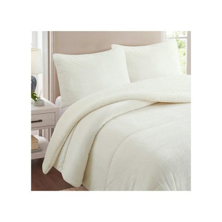 Mikrofiber polarfilt med sherpadubbel 180x260 cm BIKOLOR beige, av Soleil d'ocre