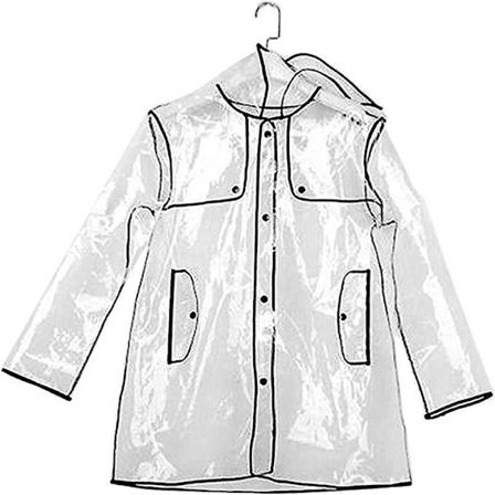 Gennemsigtig, kort regnfrakke med hætte til kvinder, genanvendelig