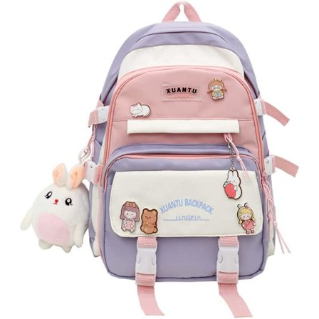 Kawaii Ryggsäckar för Flickor, Tonårsflickor Casual Daypack (Lila)