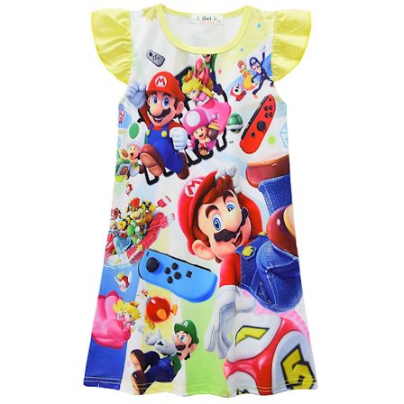 5-9 år Barn Flickor Super Mario Printed Nattlinne Sommarklänning Pyjamas Presenter