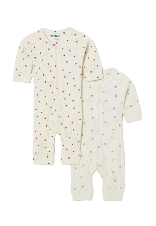 RIKIKI Ribbstickad pyjamas med dragkedja LUCY, 2-pack Sovplagg Röd 56