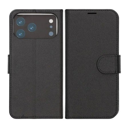 Flip Stand Leather Wallet Case For iPhone 17 Pro Black
