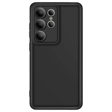 Etui for Galaxy S25 Ultra Soft Touch Hevede Kanter, Svart