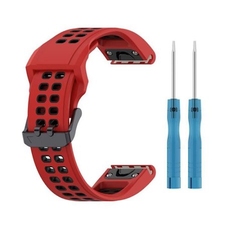 (Rød Svart) 22MM To-farget Urreim, Tilbehør for Garmin-serie Klokker