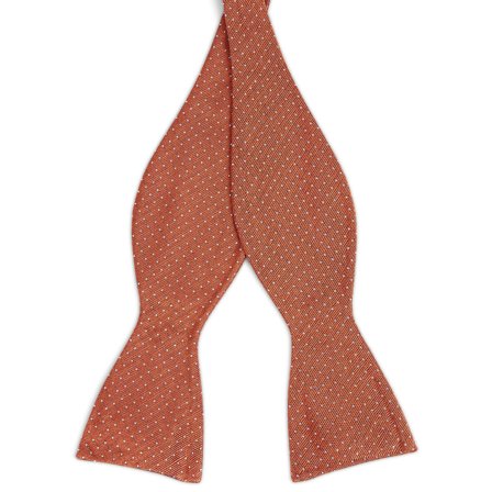 Kobberbrun Selvbinder Butterfly i Silke med Hvide prikker til mænd - Selvbinder butterfly