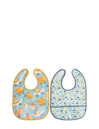 Rätt Start Bibs, Cars, 2 Pcs, Yellow/Blue - Multi/patterned - ONE SIZE