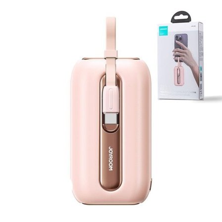 Joyroom mini powerbank 10000mAh Colorful 22.5W med 2 USB C- og lynkabler rosa (JR-L012)