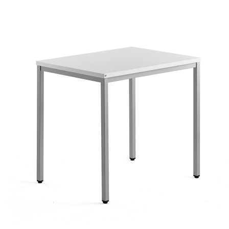 Beistelltisch QBUS, 800 x 600 mm, Silber/weiß