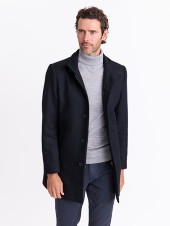 MATCH - Verona frakk - Mario Conti - Str. 48 - Herre - Jakker & Frakker - Svart - 50% ull-resirkulert, 40% polyester-resirkulert, 10% andre fibrer