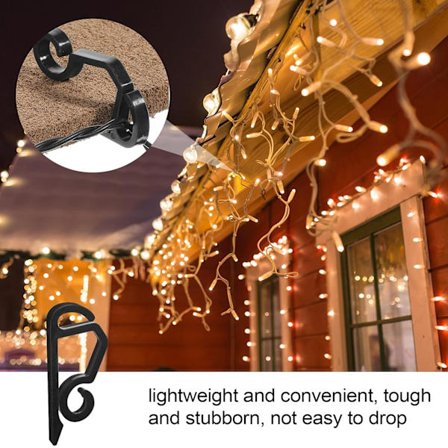 100 st Julbelysningsklämmor Utomhus Hängrännekrokar - Väderbeständiga Hängrännebelysningskrokar i Plast för Halloween Jul Tak Träd Hängande