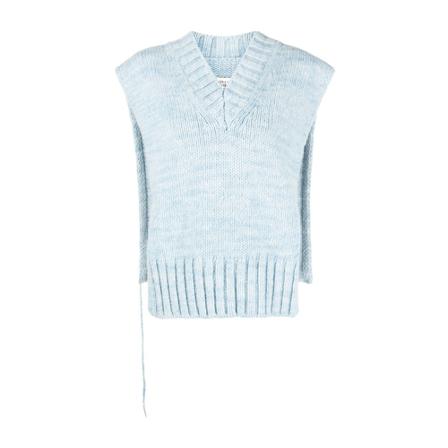 Maison Margiela, Sleeveless Knitwear Blauw, Dames, Maat:S,alpaca