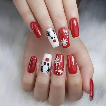 Christmas French Fake Nails Ballerina False Nail 2 2
