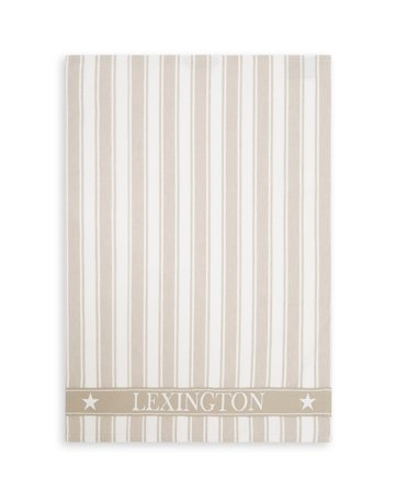 Lexington Icons cotton twill waffle striped kitchen towel, beige/white