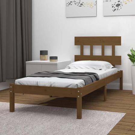 Vidaxl Sängram Honungsbrun Massivt Trä 90x190 Cm 3ft6 Brun